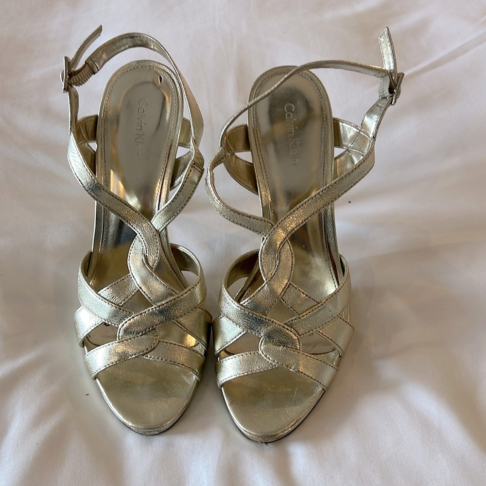 Calvin Klein gold strappy sandals